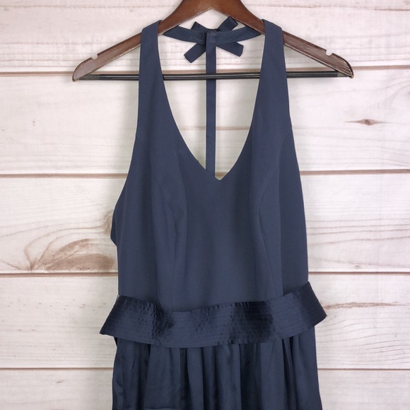 Vera Wang White Short Midnight T-Strap Halter Bridesmaid Dress - Size 14 - Picture 6 of 13